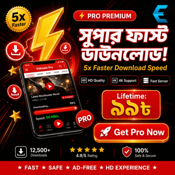 Vidmate Pro Premium - Lifetime Access (100% Ad-Free) | For Android